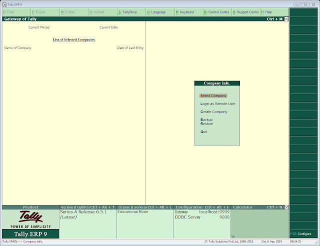 Tally Screen components in hindi