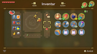 A completely filled inventory in the Chamber Dungeon. The borrowed items are marked with a blue background.
