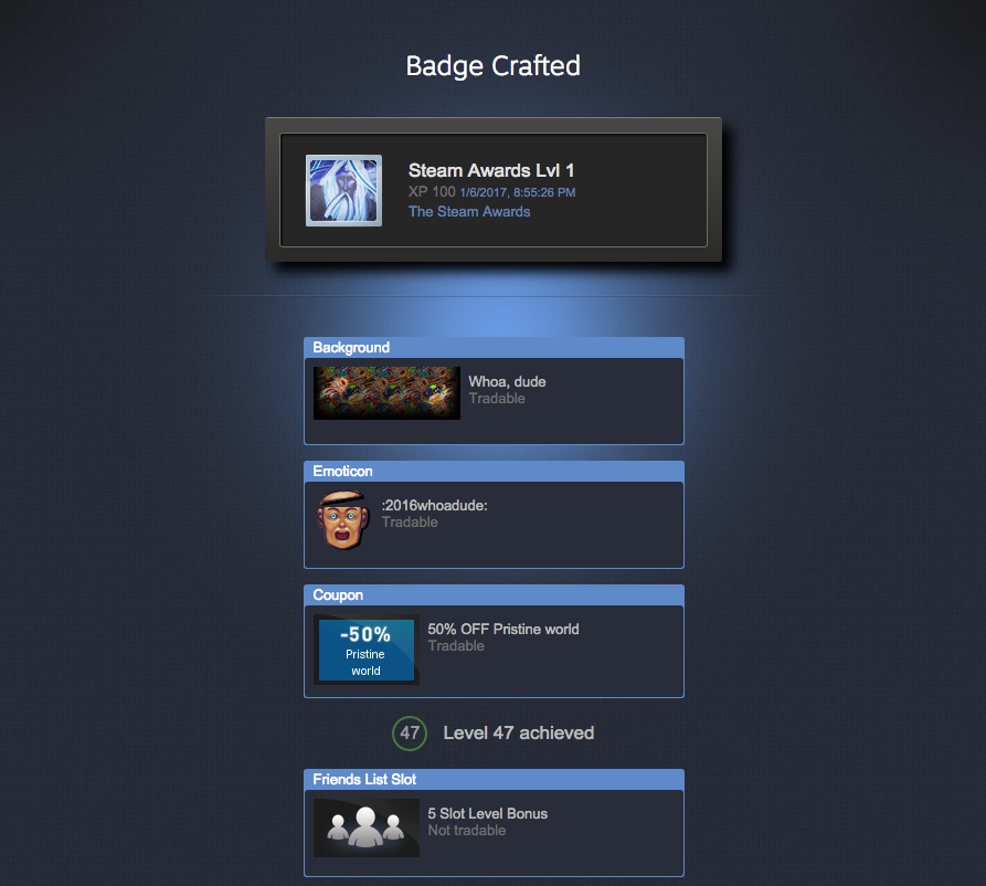Steam Badges January 2017