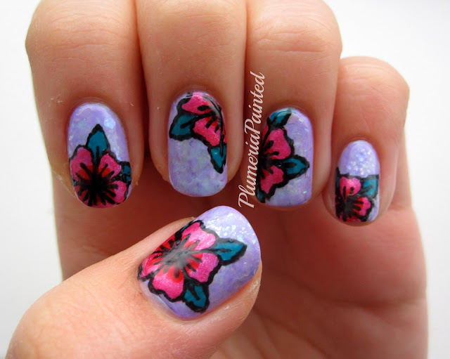 PlumeriaPainted Retro Flowers + Saran Wrap