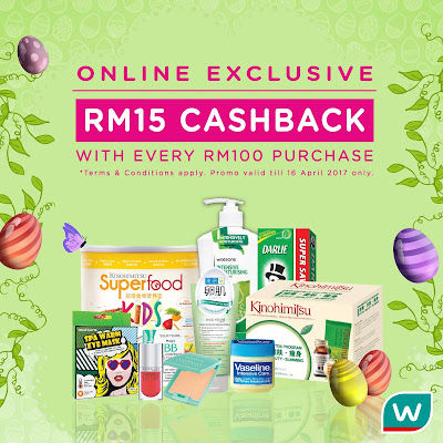 Watsons Malaysia Easter Cashback Weekend Discount Promo