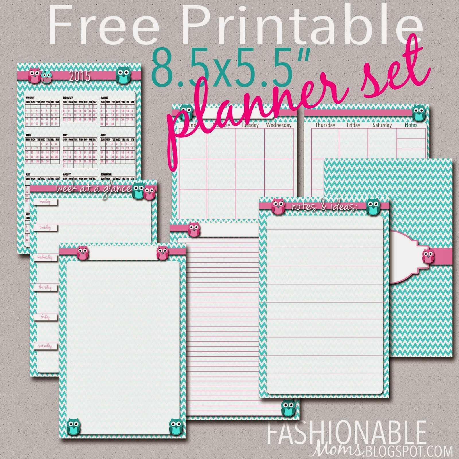 Fashionable Moms Free Printable Half Page Owl Planner Set