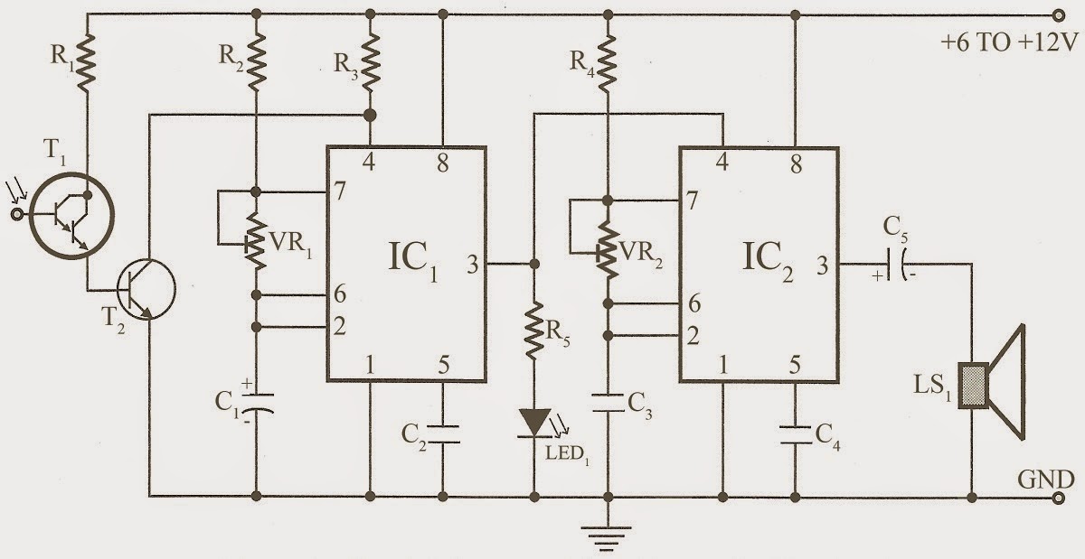 Sensitive Optical Burglar Alarm using with 555 timer IC