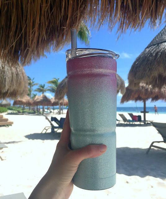 diy glitter yeti cup on the beach