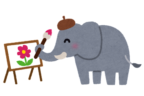 絵を描いている象のイラスト