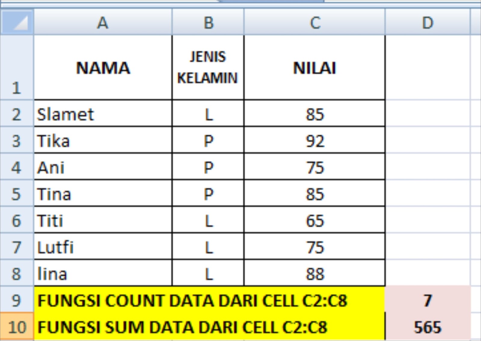 Fungsi Statistik Pada Microsoft Excel