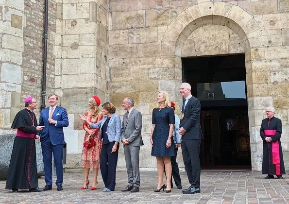 Queen Maxima wore Natan dress and Natan pumps. Governor of Rhineland-Palatinate Malu Dreyer with her Husband Klaus Jensen