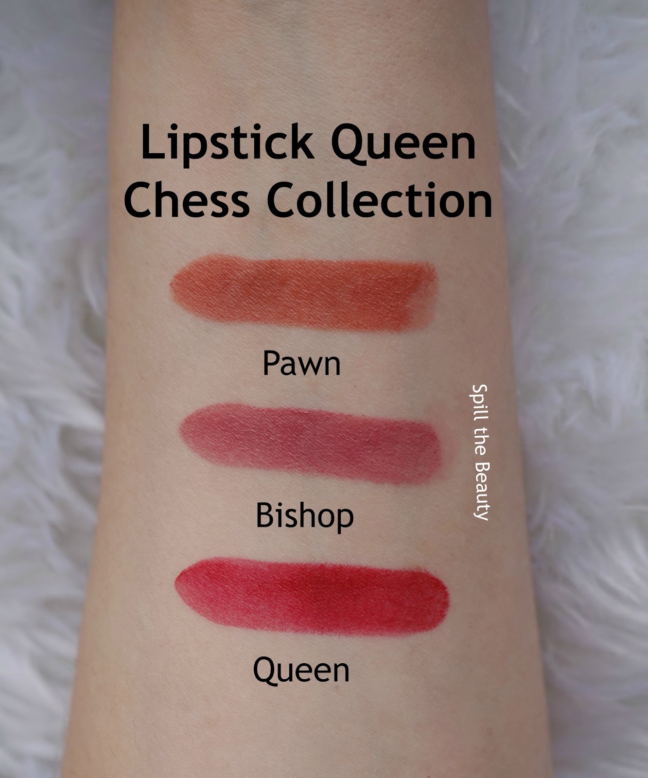 lipstick queen lipstick chess review swatches pawn bishop queen.