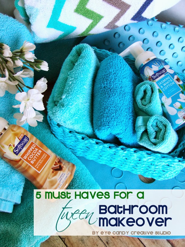 Tween Bathroom, softsoap, bath towels, tween bathroom makeover