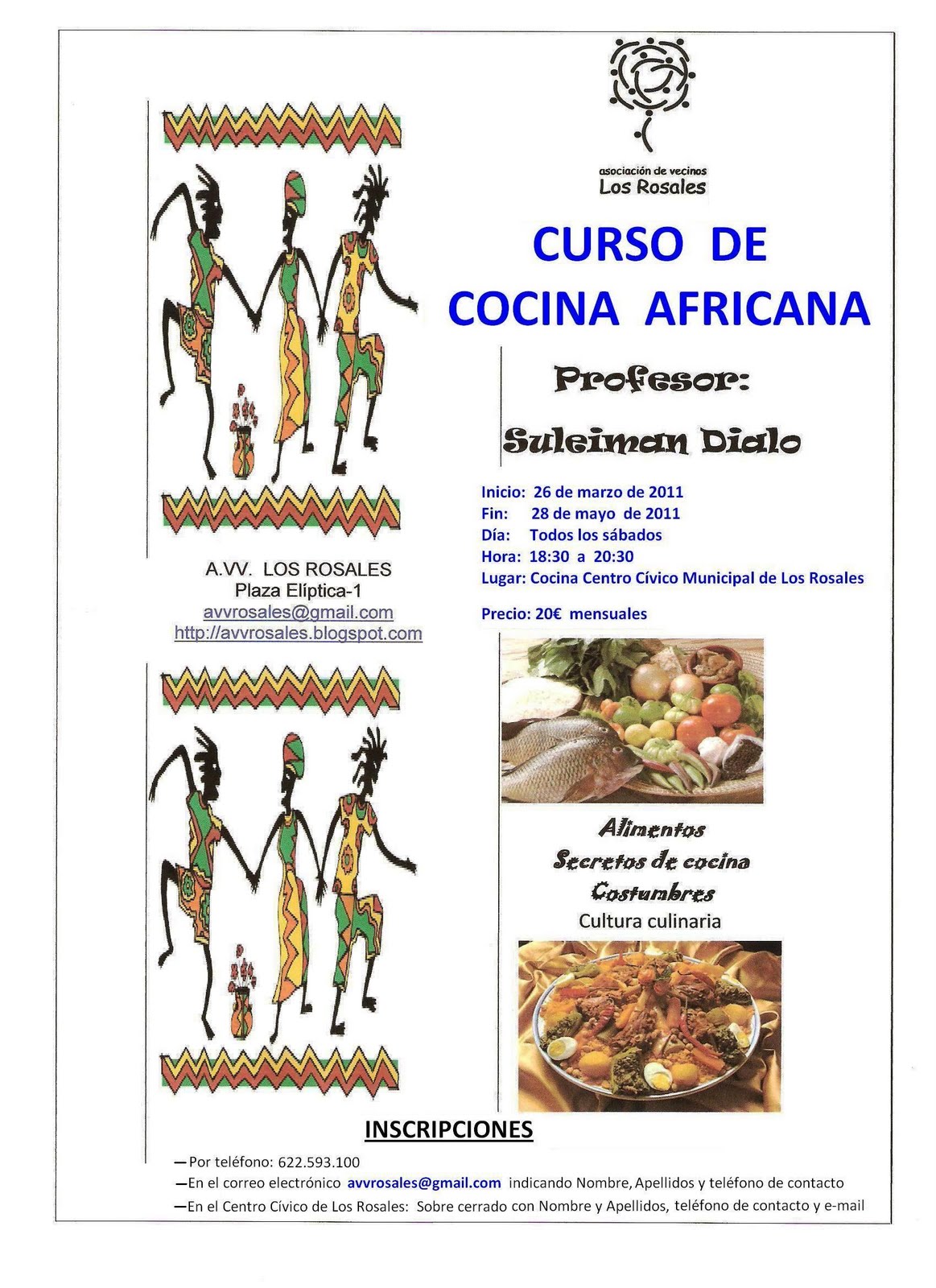 A. Vecinal, Cultural y Deportiva Los Rosales: Inscripción Curso Cocina
