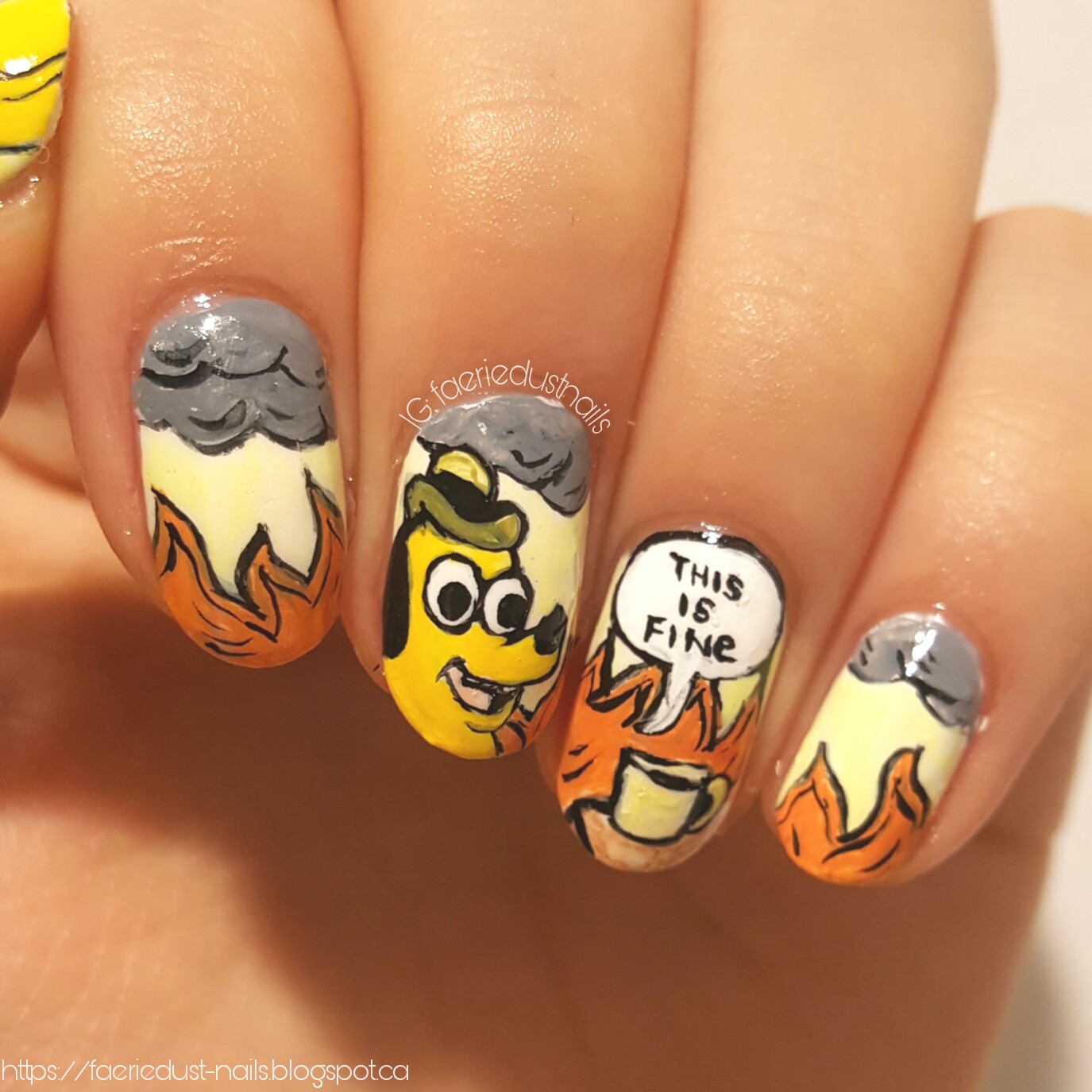 FaerieDust Nails: "This is fine." - Meme Inspired Nails (Quick NOTW Post)