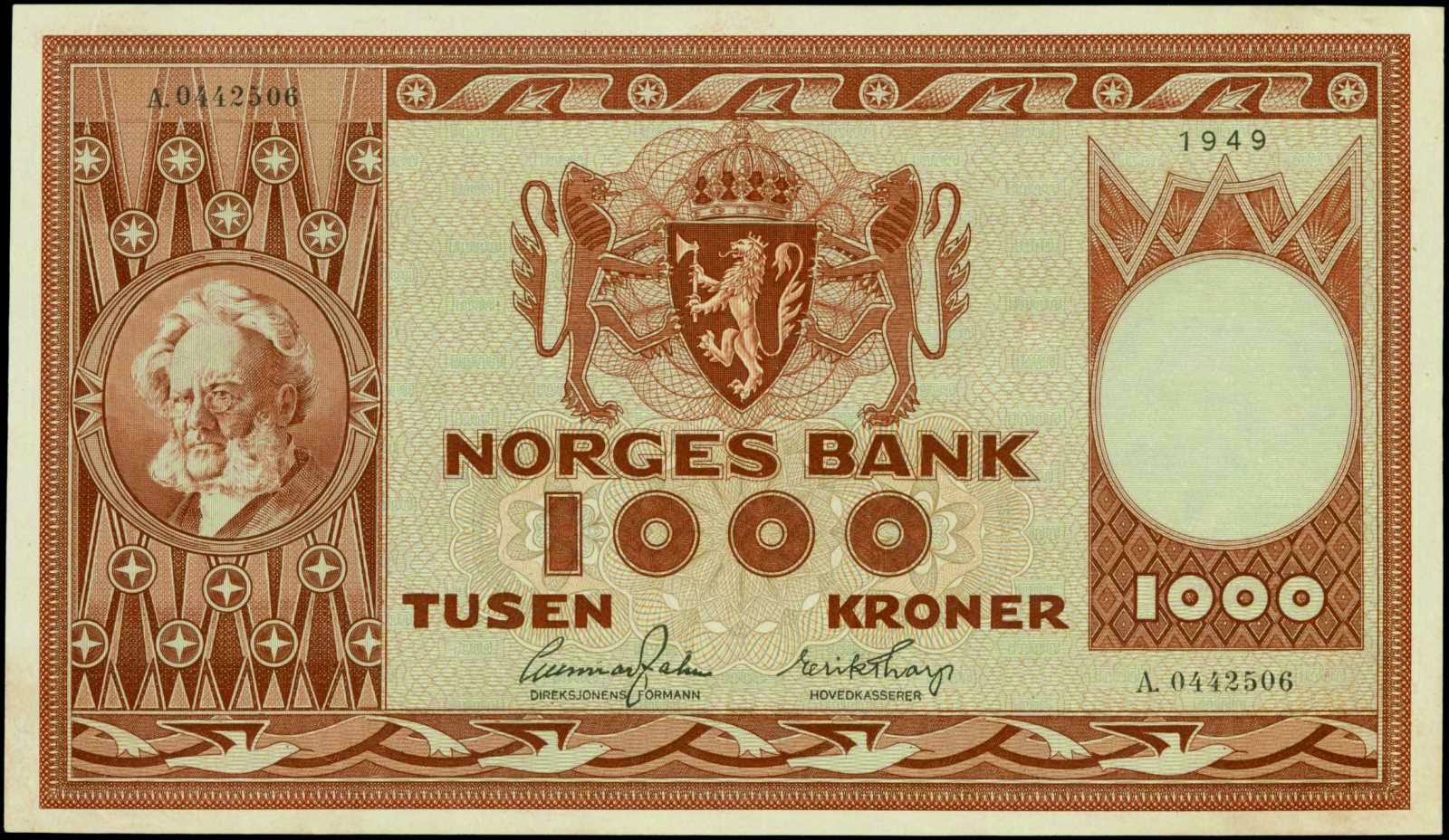 Norwegian Banknotes 1000 Kroner Henrik Ibsen