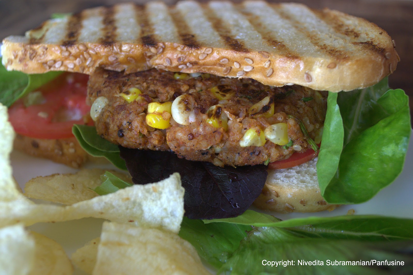 Day 173 Corn, Refried beans & Quinoa burger