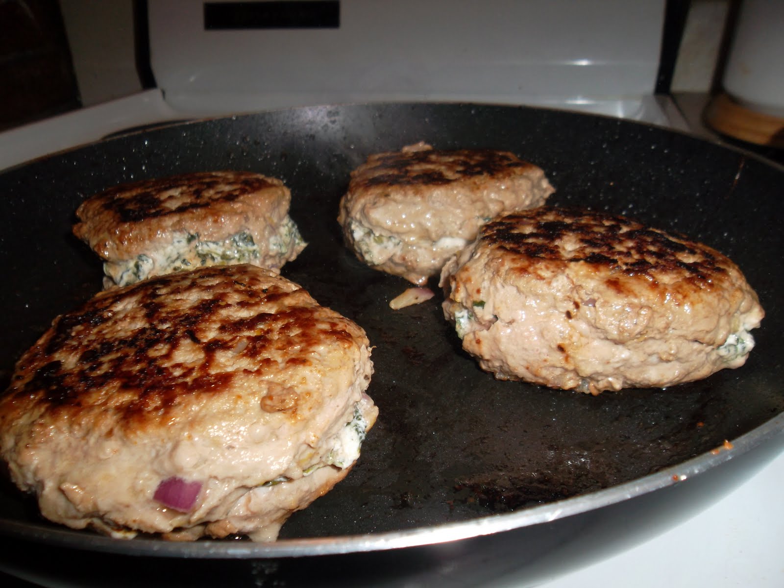 Goat cheese stuffed burgers