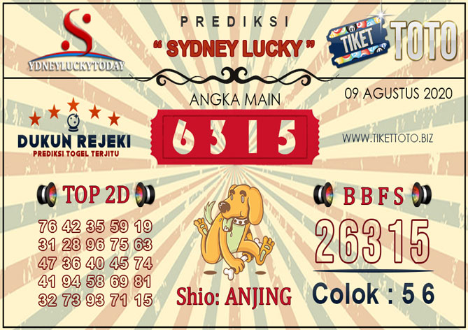 Prediksi Togel SYDNEY LUCKY TIKETTOTO 09 Agustus 2020