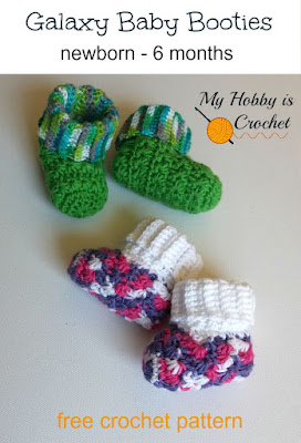 Galaxy Baby Booties - Free Crochet Pattern on myhobbyiscrochet.com Galaxy Baby Booties - Free Crochet Pattern on myhobbyiscrochet.com