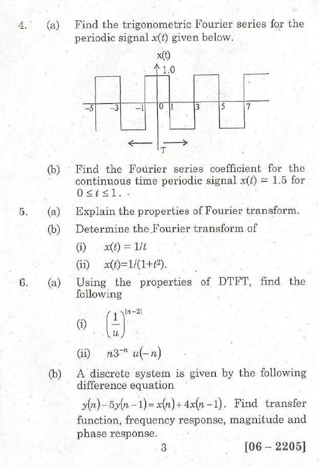 AU B.E EEE Signals and Systems 2015 Question Paper University