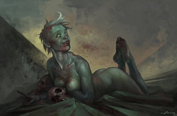 Sabbas Apterus artstation ilustrações fantasia terror zumbis mortos vivos mulheres nuas seminuas sensuais loucas