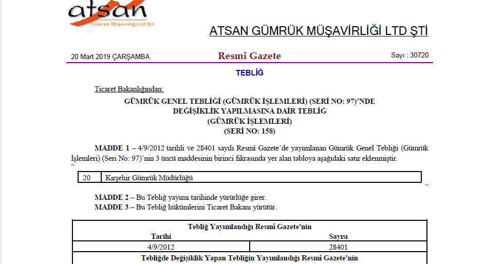 ATSAN GÜM.MÜŞ.LTD DÜZ CAM (7004 & 7005) İHTİSAS GÜMRÜĞÜ UYGULAMASI