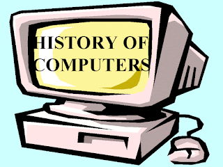 Computer, Computer cartoon, History of Computers written on screen
