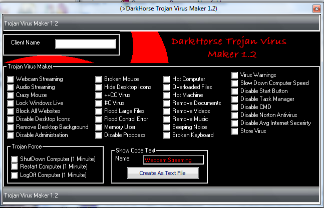 DarkHorse Trojan Virus Maker.
