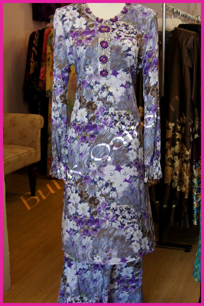 Butik Qaireen: Baju Kurung Cotton Viscose color Purple