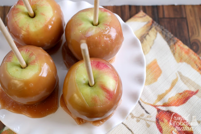 These easy to make Scary Salted Caramel Apples are the perfect sweet treat for a fall get-together or Halloween party. #ad