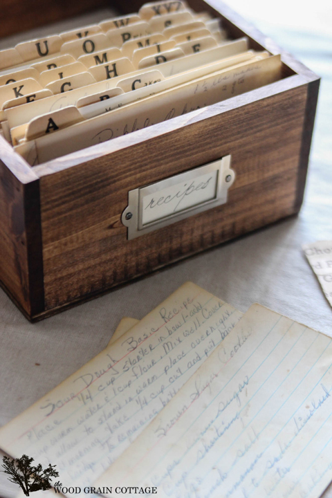 caja de recetas de madera