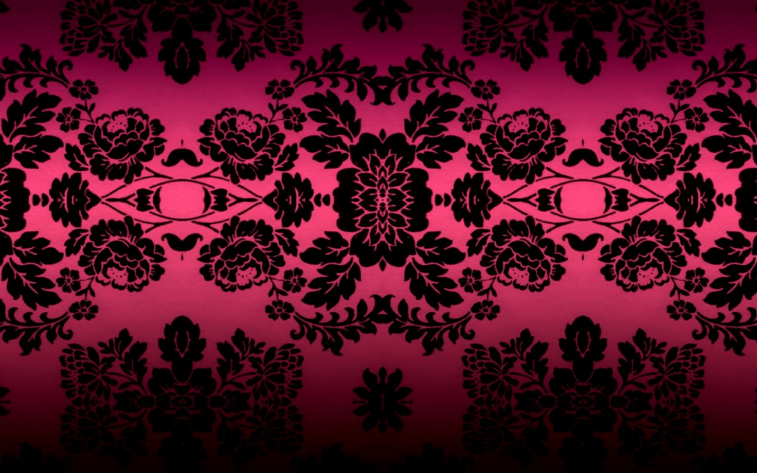 Pink and Black Damask Desktop