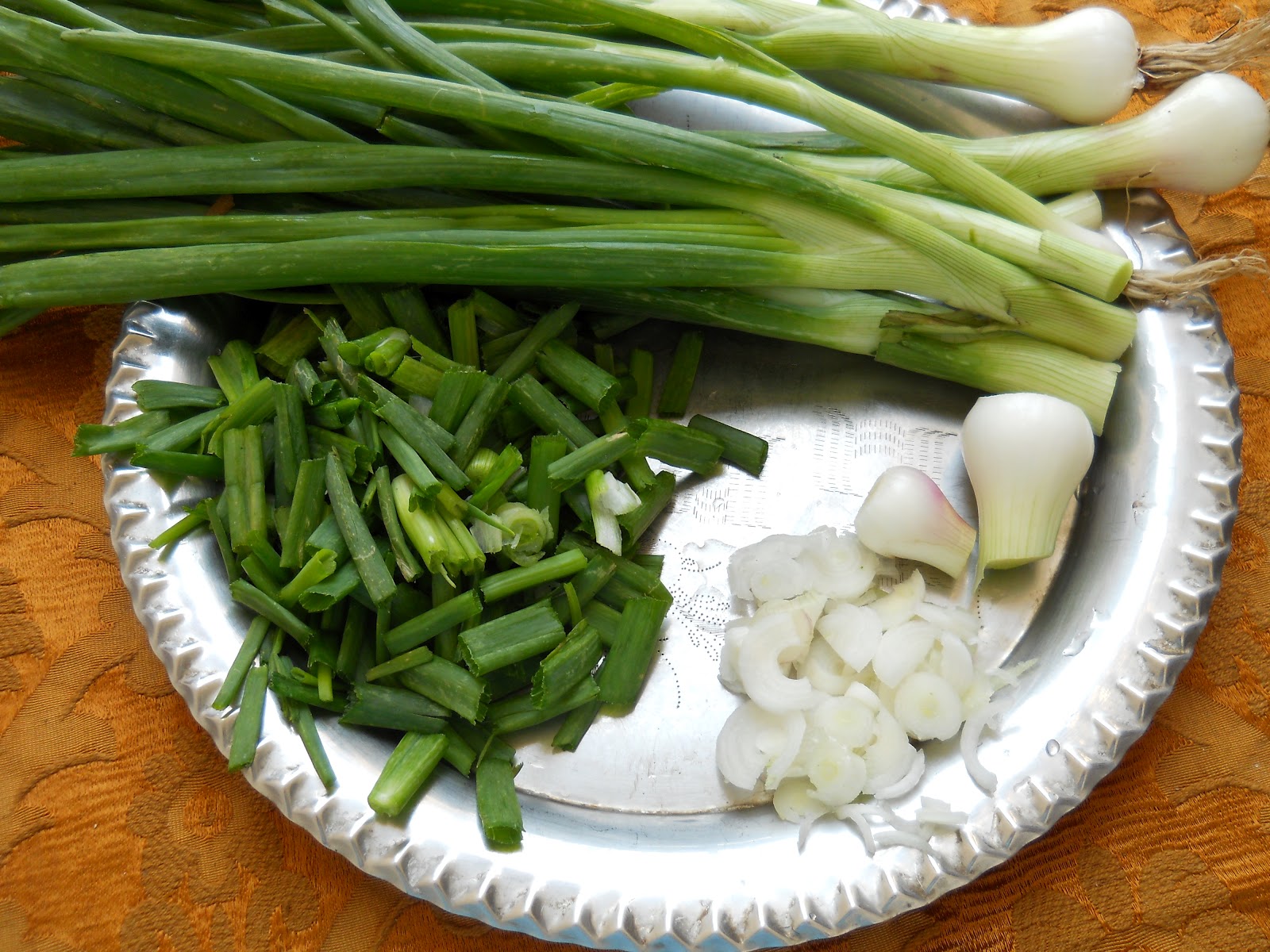 Brinda's Cosmopolitan Kitchen for Indian Vegetarian Dishes SPRING ONION SABJI
