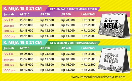 cetak kalender meja murah