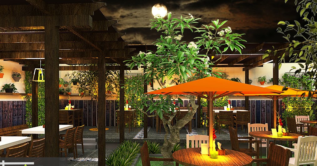 Desain Cafe tropis Outdoor / Garden Cafe | rumah tropis