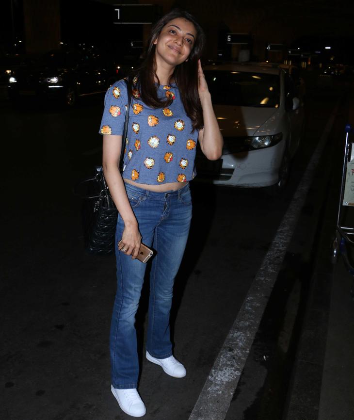 Kajal Aggarwal Real Face Without Makeup At Hyderabad Airport