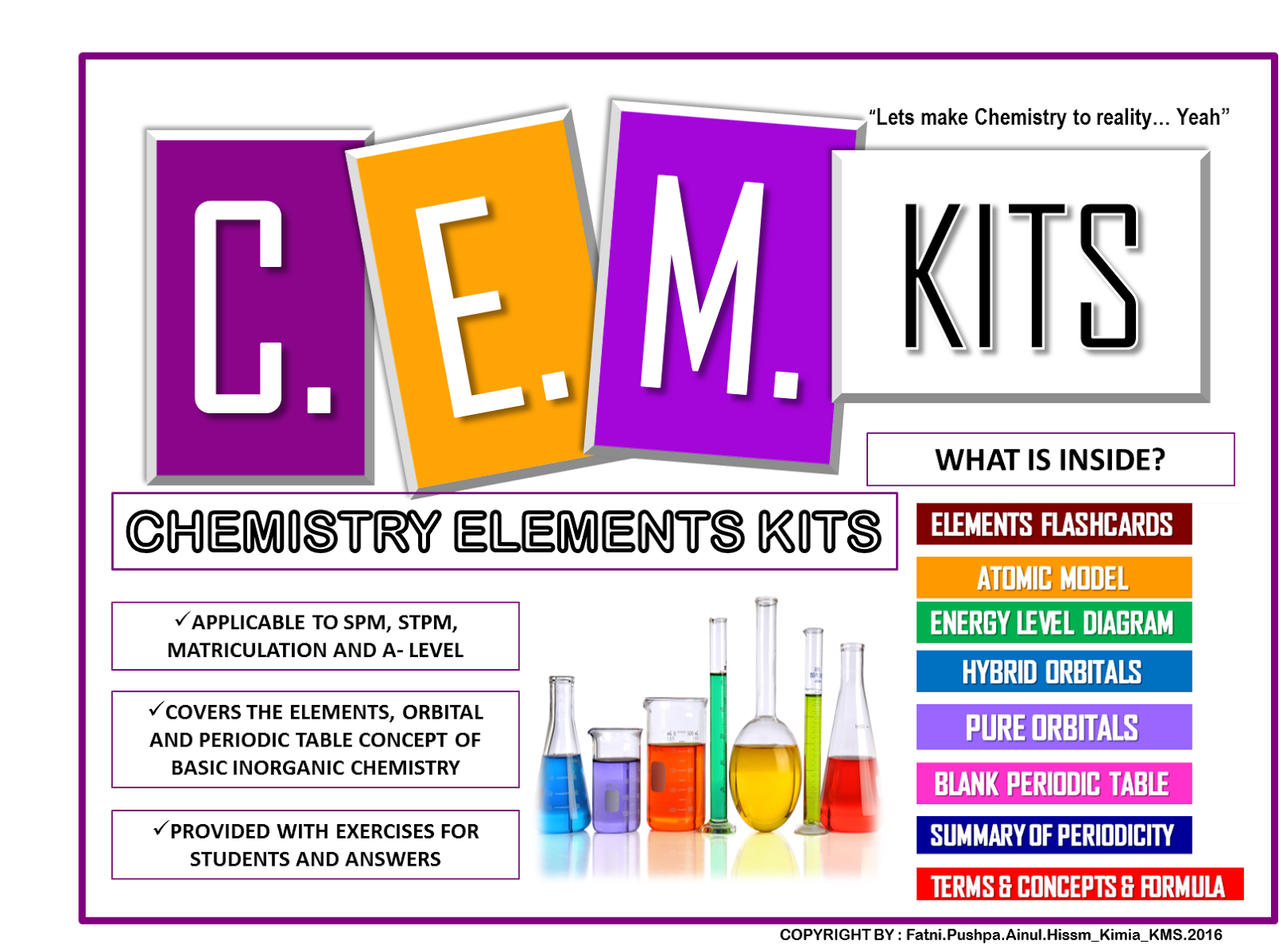 CHEMISTRY ELEMENTS KITS C.E.M KITS Coet KMS