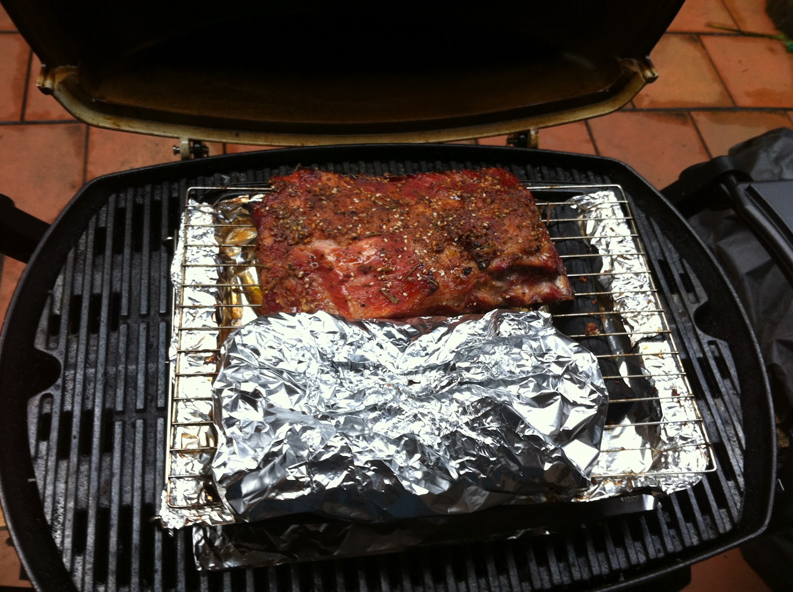 After 6 A&W Root Beer Pork Ribs on a er Q