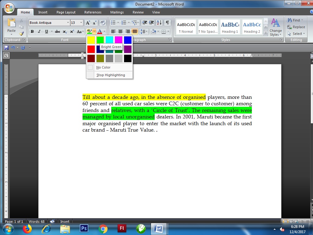 MICROSOFT WORD (TEXT HIGHLIGHTING)