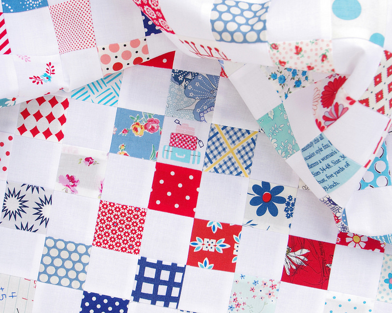 Red White and Blue Postage Stamp Quilt - tutorial available | Red Pepper Quilts 2016