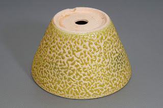 黄釉丸盆栽鉢（Yellow glaze bonsai pot）h1819