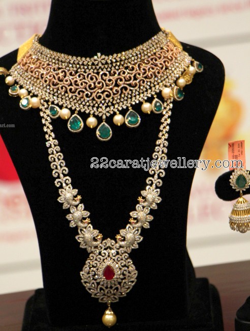 Manepally's Diamond Peacock Haram - Jewellery Designs