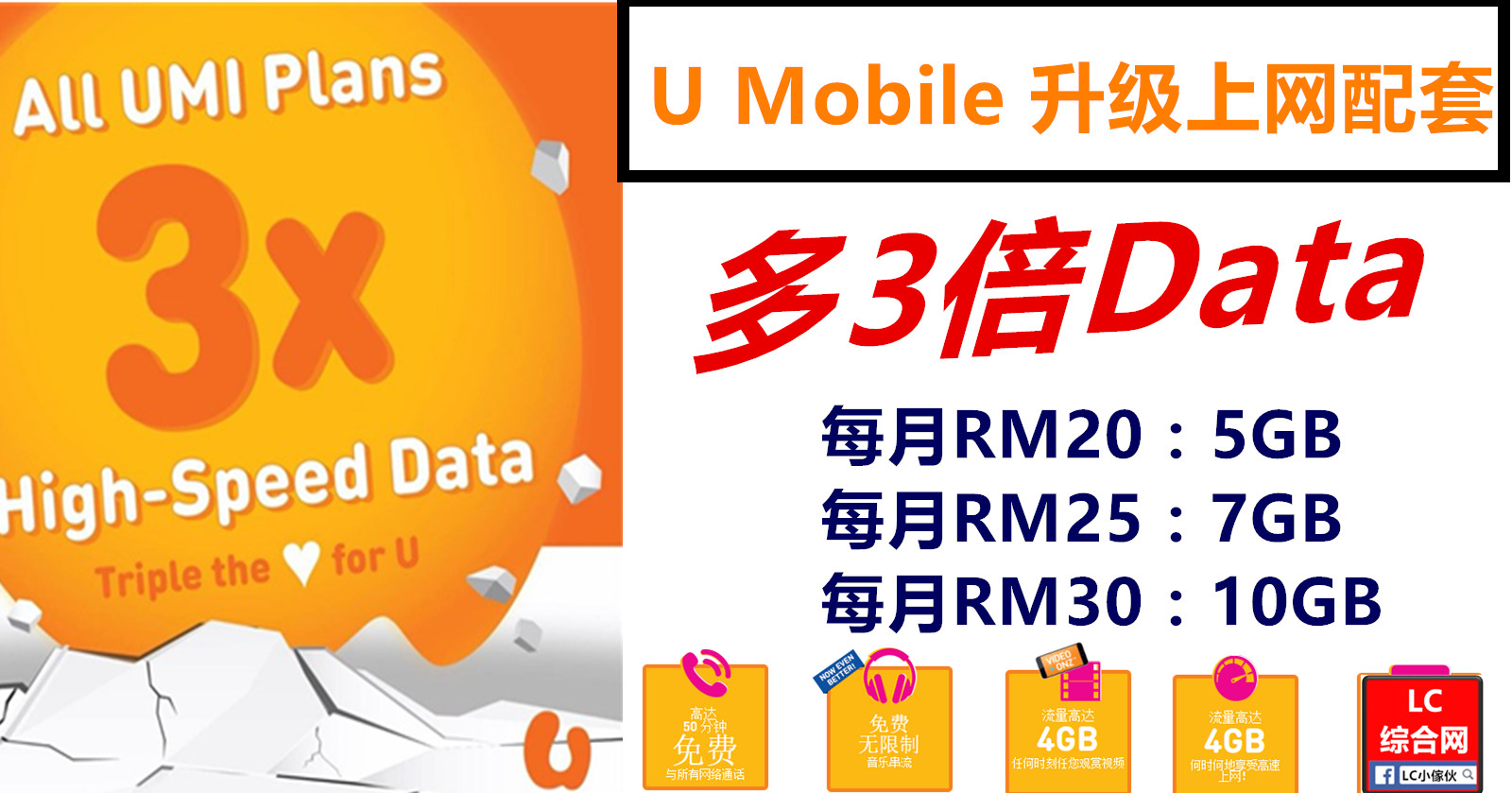 U mobile prepaid 配套 2021
