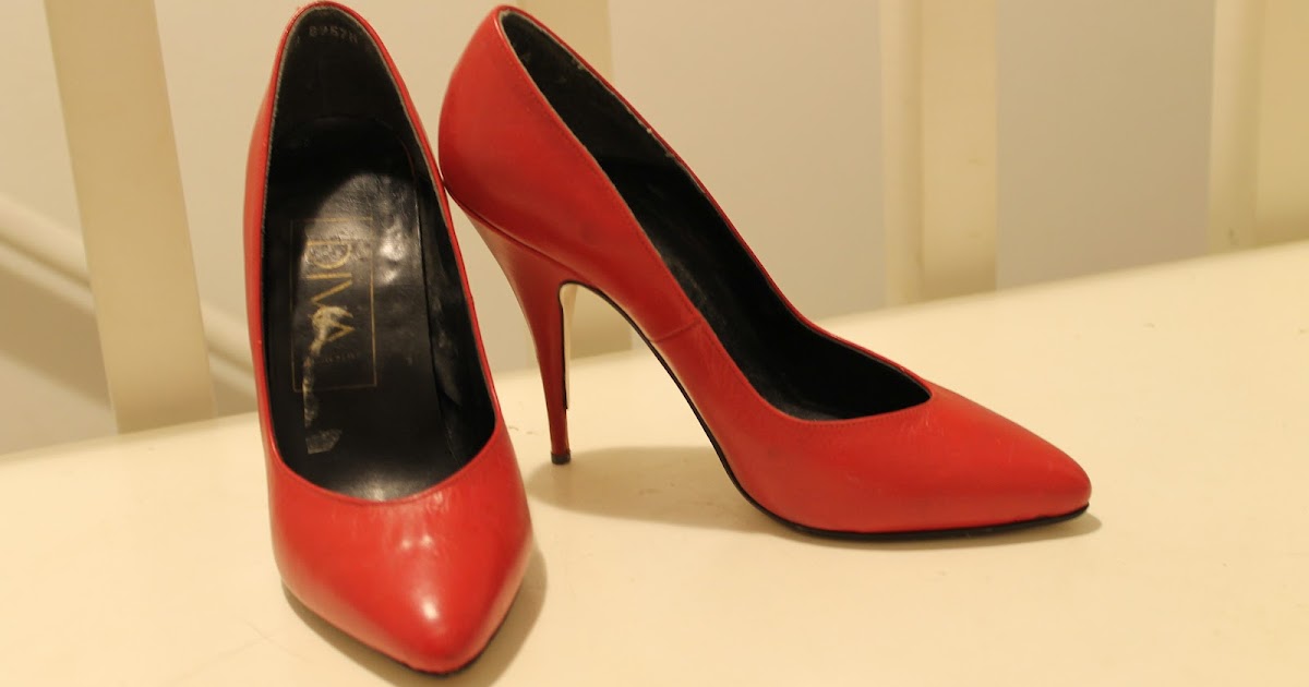 red vintage pumps