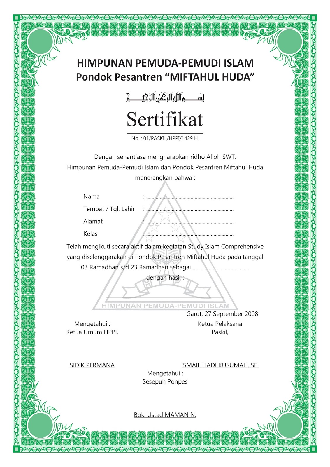 contoh sertifikat