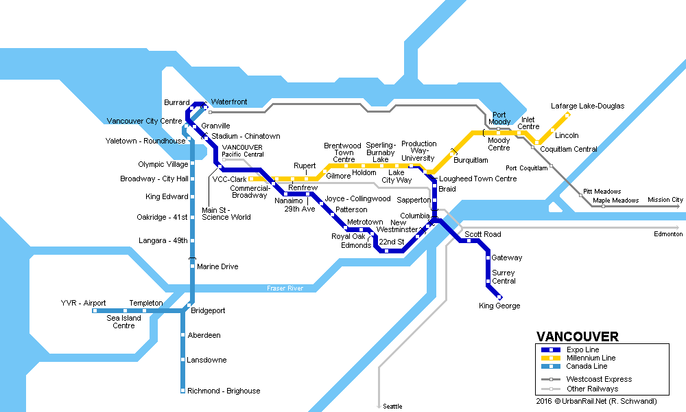 Mapa Metrô de Vancouver