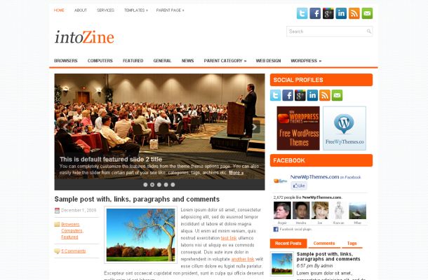 Free Orange News Blog Magazine Wordpress Jquery Theme
