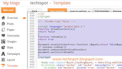 Disable Copy Text In Blogger Using JavaScript 1