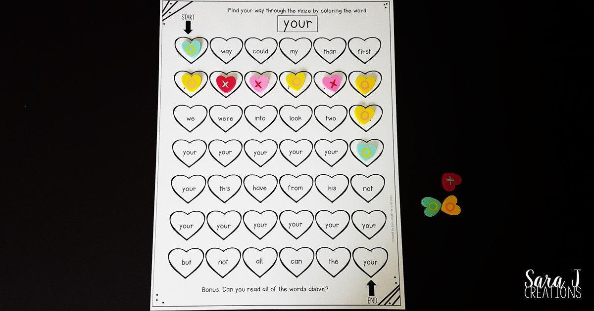 Free sight word printables perfect for kids on Valentine's Day.