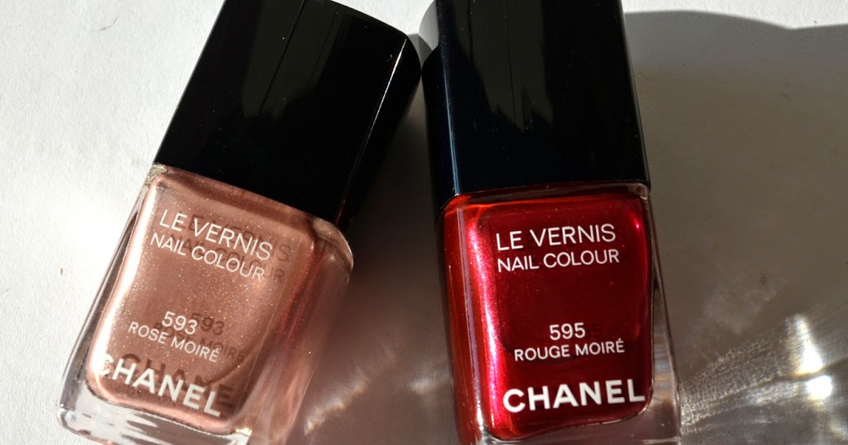 Chanel Le Vernis #593 Rose & #595 Rouge from Fall 2013 Moiré Le Rouge Collection, Comparison & Swatches | Color Loud