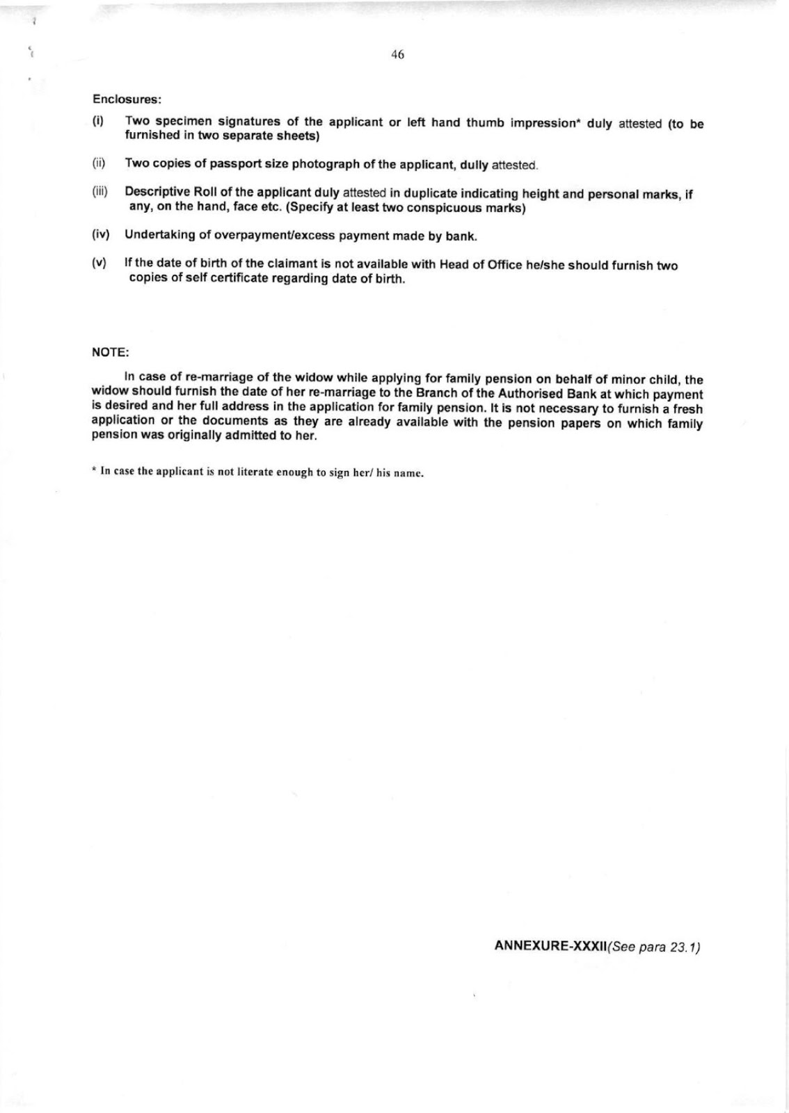 Application Form for Family Pension on Death of a Government Servant or Pensioner or on death or