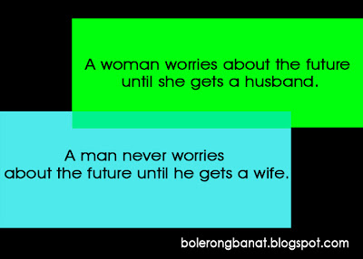 A man never worries about the future until he gets a wife.