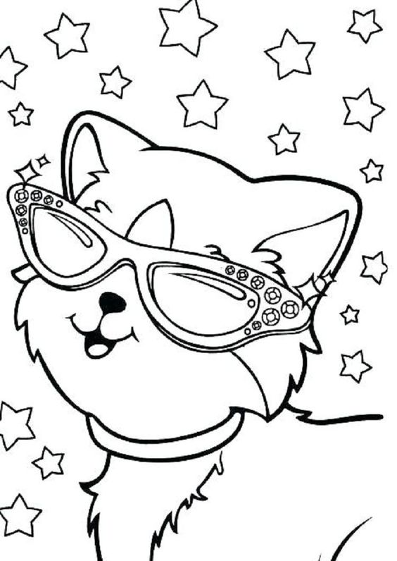 Tranh tô màu con mèo đeo kính